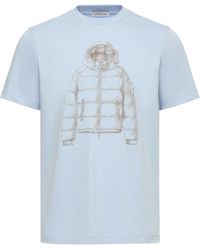 Moncler - Moncler Down Jacket Print Cotton T-Shirt - Lyst