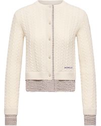 Moncler - Moncler Cable Knit Wool & Cashmere Blend Cardigan - Lyst