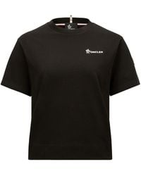 Moncler - T-Shirt Aus Baumwolle Mit Geprägtem Logo, Damen, Größe - Lyst