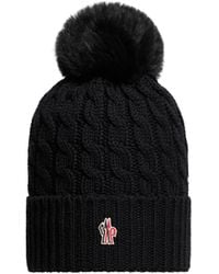 Moncler - Moncler Mütze Aus Wolle Mit Bommel, Damen, Größe - Lyst