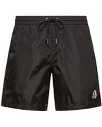 Moncler - Moncler Logo Patch Swim Shorts - Lyst