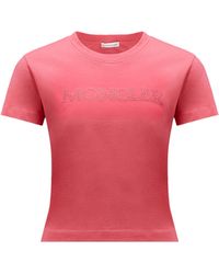 Moncler - T-shirt con logo cristalli - Lyst