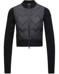 Moncler - Padded Wool Blend Zip-Up Cardigan - Lyst