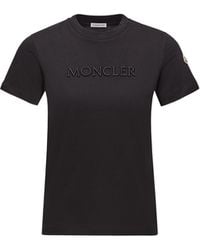 Moncler - Moncler Embroidered Tonal Logo Cotton T-Shirt - Lyst