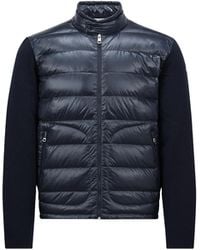 Moncler - Wattierte Strickjacke Aus Wolle Mit Reißverschluss, Herren, Größe - Lyst