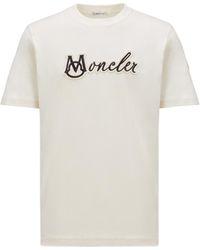 Moncler - Besticktes T-Shirt Aus Baumwolle Mit College-Logo, Herren, Größe - Lyst