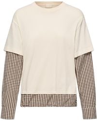 Moncler - Moncler Layered-Effect Vichy Cotton Blend T-Shirt - Lyst