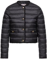 Moncler - Moncler Plumífero Corto Con Ribetes De Bouclé Fleurs, Mujer, Talla - Lyst
