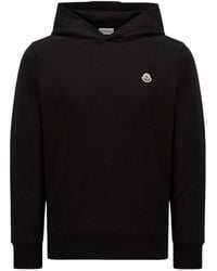Moncler - Sudadera De Algodón Con Capucha Y Parche Con Logotipo, Hombre, Talla - Lyst