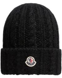 Moncler - Moncler Cable Knit Wool Blend Beanie - Lyst