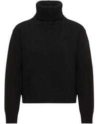 Moncler - Moncler Crystal Embroidered Cashmere & Wool Blend Turtleneck Sweater - Lyst