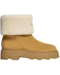 Moncler - Aurea Mid Suede & Shearling Boots - Lyst