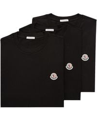 Moncler - Moncler Logo Patch Cotton T-Shirt (Pack Of Three) - Lyst