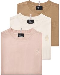 Moncler - Moncler Logo Patch Cotton Blend T-Shirt (Three Pack) - Lyst