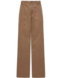 Moncler - Moncler Leather Logo Cotton Trousers - Lyst