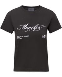 Moncler - Moncler Embroidered Cursive Logo Cotton T-Shirt - Lyst