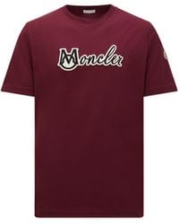 Moncler - Embroidered Varsity Logo Cotton T-Shirt - Lyst