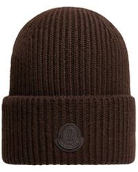Moncler - Moncler Leather Logo Cashmere Beanie - Lyst