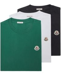 Moncler - Logo Patch Cotton T-Shirt (Pack Of Three) - Lyst