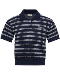 Moncler - Moncler Cotton Blend Bouclé Crêpe Polo Shirt - Lyst