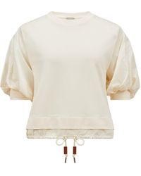 Moncler - Camiseta De Algodón Con Mangas Abullonadas, Mujer, Talla - Lyst