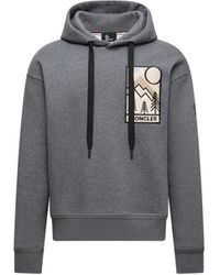 Moncler - Sudadera Con Capucha De Mezcla De Algodón Con Logotipo De Montaña, Hombre, Talla - Lyst