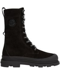 Moncler - Moncler Vera High Suede & Shearling Lace-Up Boots - Lyst
