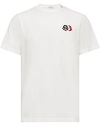 Moncler - Moncler Embroidered Tricolor Logo Cotton T-Shirt - Lyst