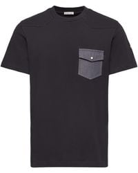 Moncler - Moncler Cotton Jersey T-Shirt With Denim Pocket - Lyst
