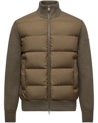 Moncler - Wattierte Strickjacke Aus Wolle Mit Reißverschluss, Herren, Größe - Lyst