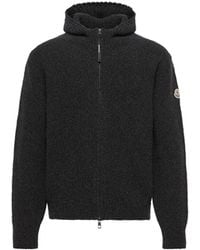 Moncler - Moncler Bouclé Wool Blend Zip-Up Hoodie - Lyst