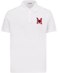 Moncler - Embroidered Monogram Polo Shirt White - Lyst