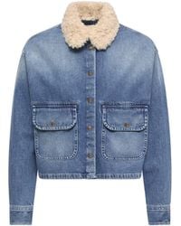 Moncler - Moncler Teddy Trim Denim Shirt Jacket - Lyst