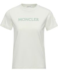 Moncler - Moncler Embroidered Tonal Logo Cotton T-Shirt - Lyst