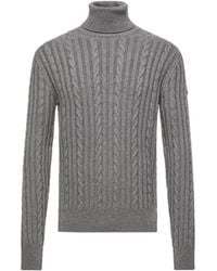 Moncler - Moncler Leather Logo Wool Jumper - Lyst