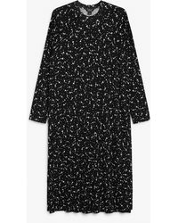Monki - Black Long Sleeve Jersey Dress - Lyst