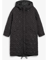 Monki Oversized Quilted Parka Coat - Black