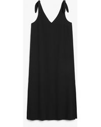 Monki - Black V-neck Pinafore Maxi Dress - Lyst