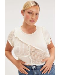 Monki - Cropped Knitted Short Sleeve Top - Lyst