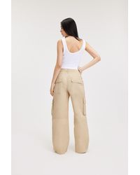 Monki - Cargo Trousers Low Waist Loose Fit Cotton Beige - Lyst