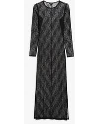 Monki - Black Long Sleeve Lace Dress - Lyst