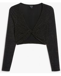 Monki - Wrap Front Long-sleeved Crop Top - Lyst
