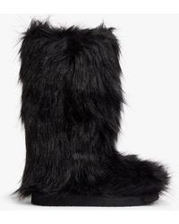 Monki - Black Faux Fur Boots - Lyst