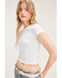 Monki - Cropped Fitted Cotton T-shirt - Lyst