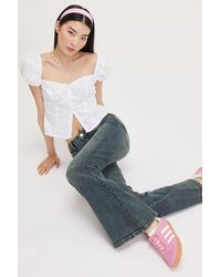 Monki - Katsumi Low Flared Studded Jeans - Lyst