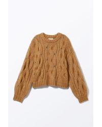 Monki - Kurzer Zopfstrickpullover - Lyst