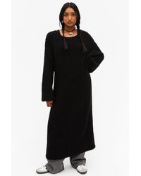 Monki - Chunky Knit Long Sleeve Midi Dress - Lyst