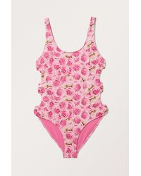 Monki - Rose Printed Bow Detailed Swimsuit - Lyst