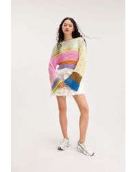 Monki - Open Knit Colour Blocking Sweater - Lyst