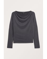 Monki - Long Sleeved Ruched Boat Neck Top - Lyst